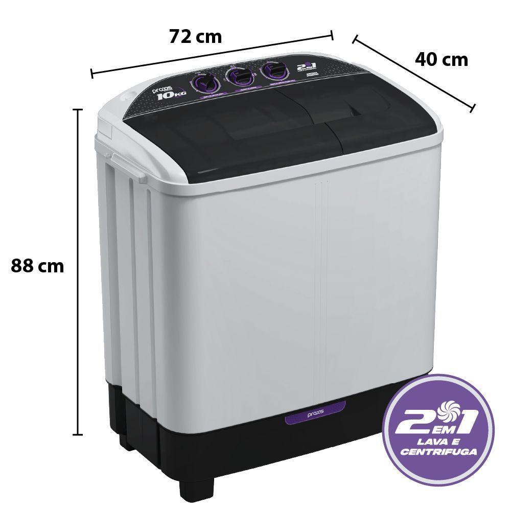 Máquina De Lavar Twin Tub Praxis 10kg 2 Em 1 Lava E Centrifuga Branca 110V - 5