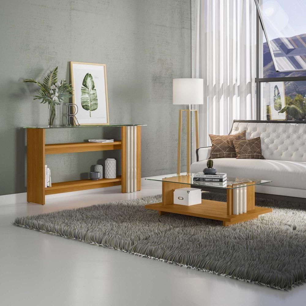 Mesa De Centro E Aparador Ripado Fire Z10 Off White-cinamomo - Mpozenato - 5