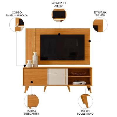 Estante Painel Para Tv 60 Pol 160cm Orla Z10 Off-cinamomo - Mpozenato