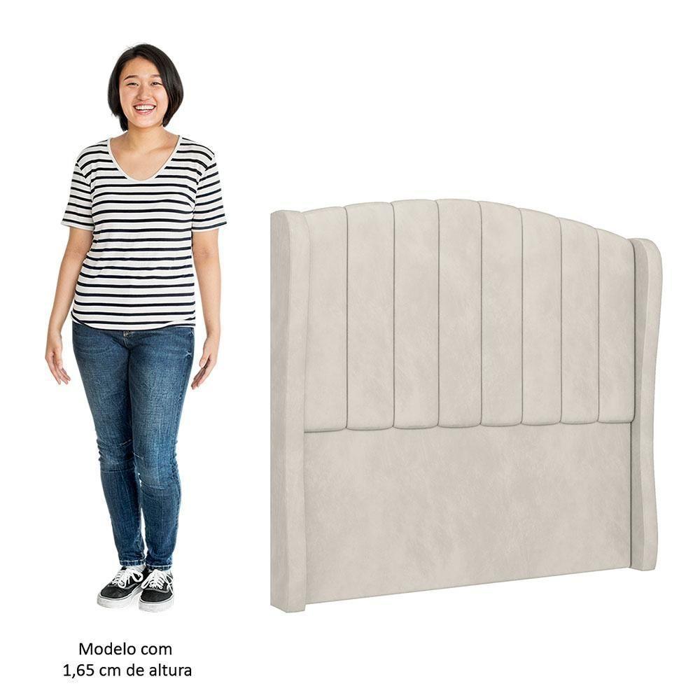 Cabeceira Casal Cama Box 140cm Glenda I02 Veludo Bege - Mpozenato - 4
