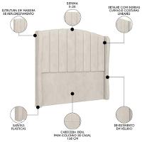 Cabeceira Casal Cama Box 140cm Glenda I02 Veludo Bege - Mpozenato - 7