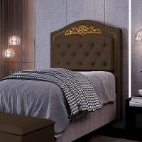 Cabeceira Cama Box Solteiro 90cm Com Tachas Imperial Veludo J02 Chocolate - Mpozenato - 2