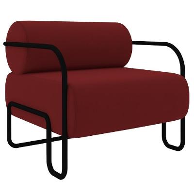 Poltrona Decorativa Kira K04 Para Sala Industrial Veludo Vermelho Mpozenato