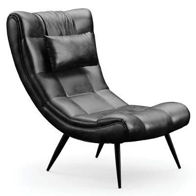 Poltrona Decorativa Lord Com Almofada Pés Palito Couro Sintético Preto Ibiza