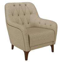 Poltrona Decorativa Para Sala De Estar Com Capitonê Pietà M22 Linho Bege - Mpozenato - 1