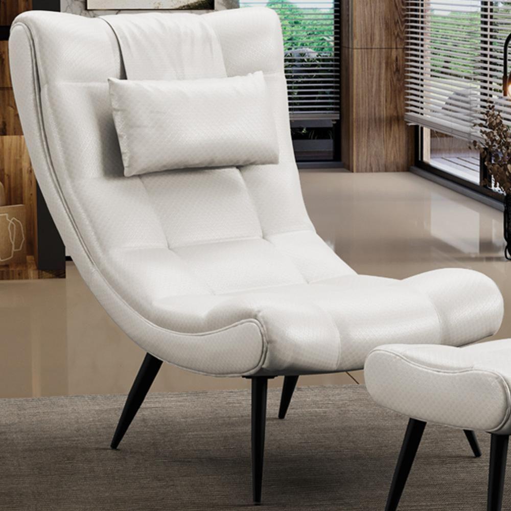 Poltrona Decorativa Para Sala De Estar Com Almofada E Pés Palito Lord Facto Prata - Ibiza - 2