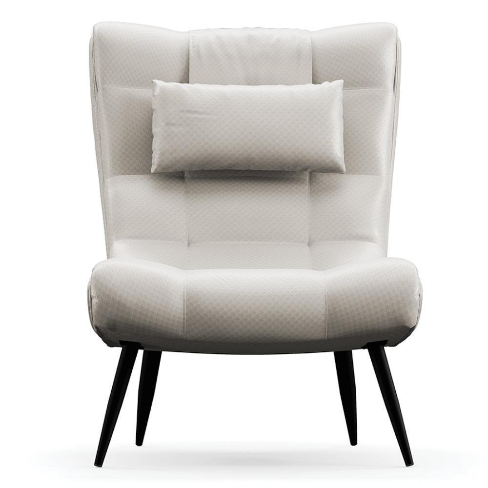 Poltrona Decorativa Para Sala De Estar Com Almofada E Pés Palito Lord Facto Prata - Ibiza - 7