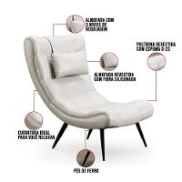 Poltrona Decorativa Para Sala De Estar Com Almofada E Pés Palito Lord Facto Prata - Ibiza - 3