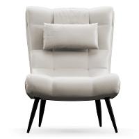 Poltrona Decorativa Para Sala De Estar Com Almofada E Pés Palito Lord Facto Prata - Ibiza - 7