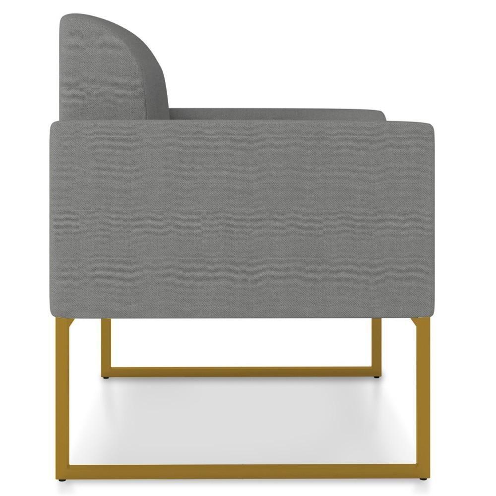 Poltrona Decorativa Base Industrial Dourada Maressa A26 Linho Grafite - Ibiza - 6