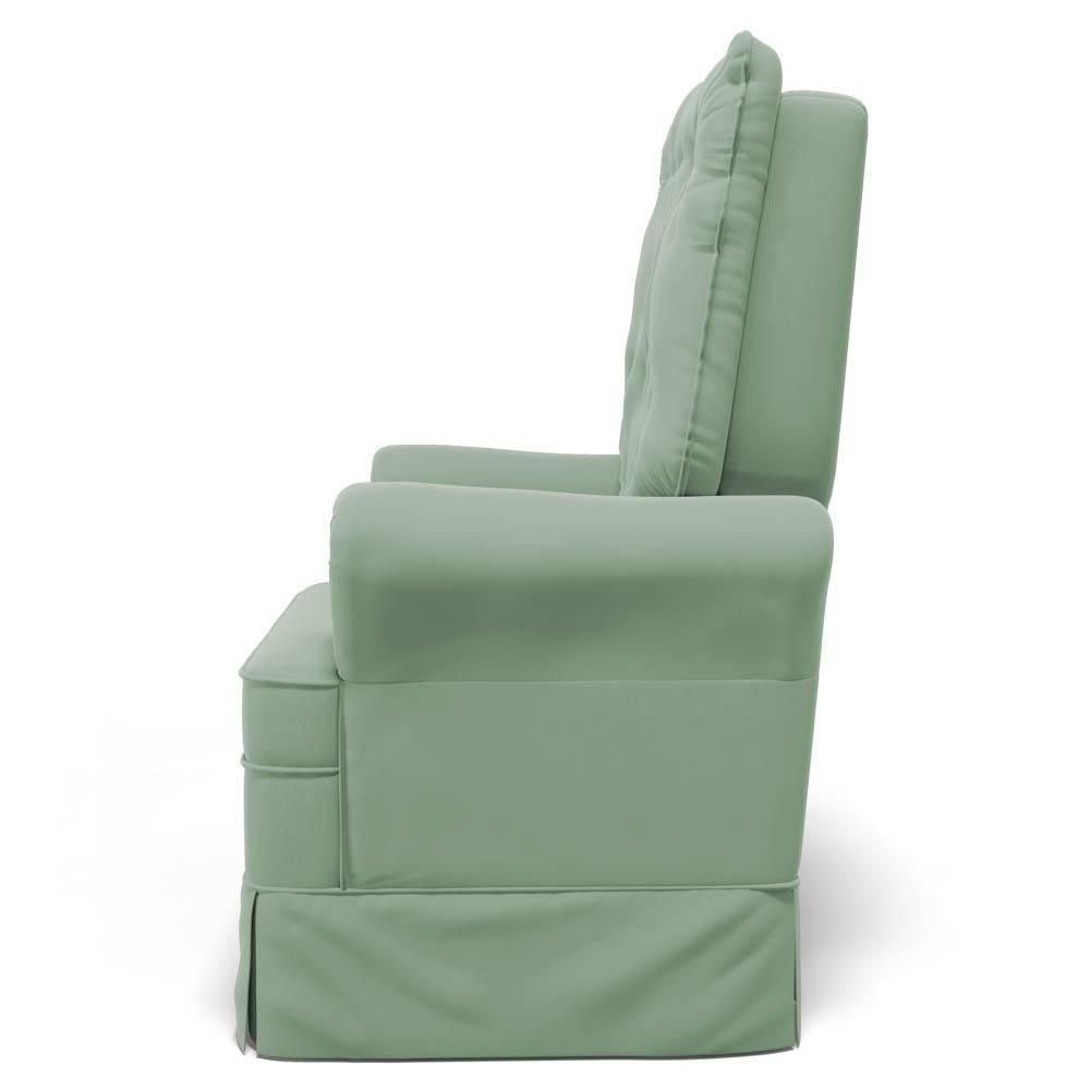 Poltrona De Amamentação E Descanso Com Balanço E Puff Laís G05 Veludo Verde - Mpozenato - 5