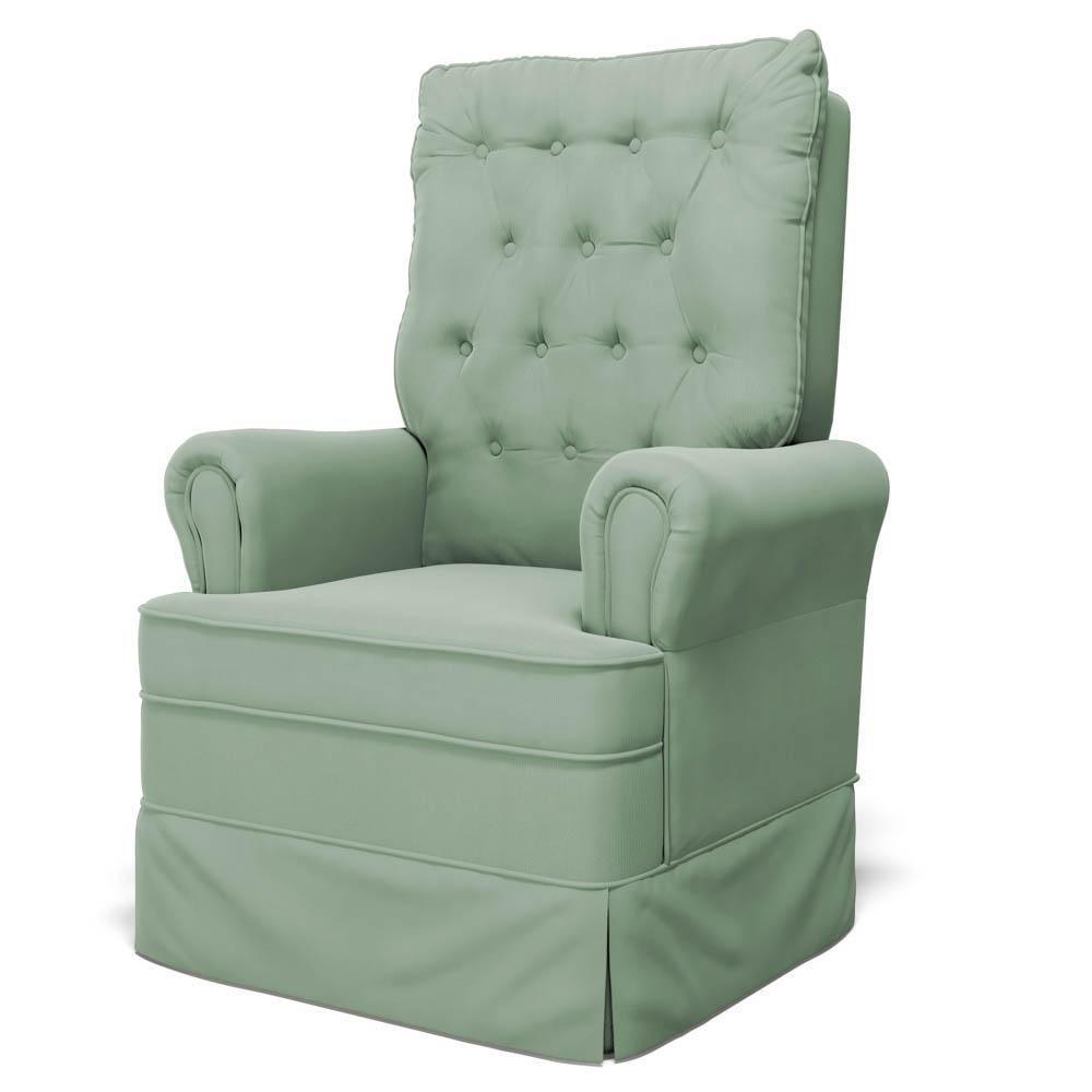 Poltrona De Amamentação E Descanso Com Balanço E Puff Laís G05 Veludo Verde - Mpozenato - 8