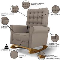 Poltrona De Amamentação E Descanso Base Madeira Balanço Brenda G05 Veludo Areia - Mpozenato - 3