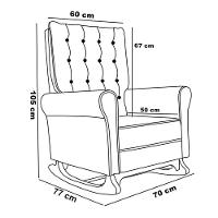 Poltrona De Amamentação E Descanso Base Madeira Balanço Brenda G05 Veludo Areia - Mpozenato
