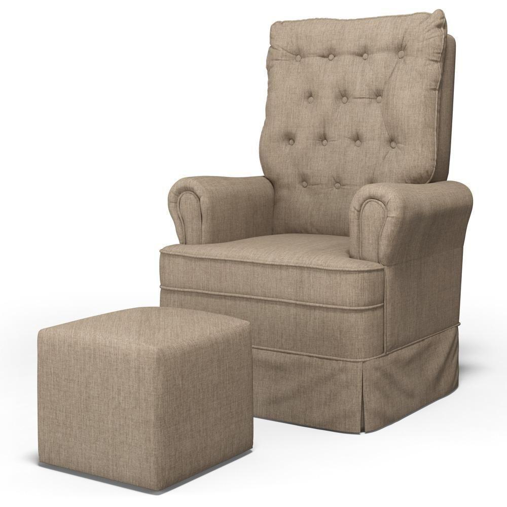 Poltrona De Amamentação E Descanso Com Balanço E Puff Laís G05 Linho Areia - Mpozenato - 1