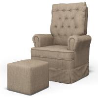 Poltrona De Amamentação E Descanso Com Balanço E Puff Laís G05 Linho Areia - Mpozenato - 1