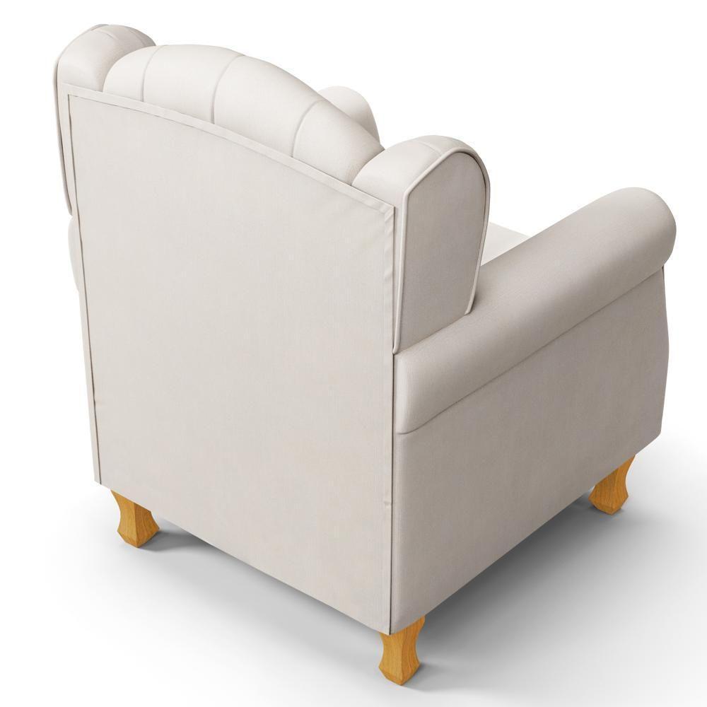 Poltrona De Amamentação Com Pés De Madeira Lucy P04 Suede Bege - Mpozenato - 5