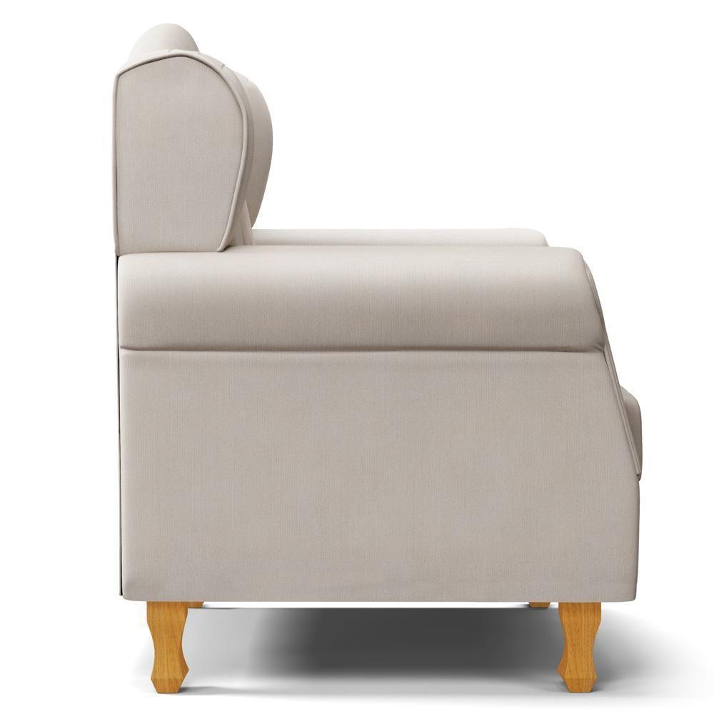 Poltrona De Amamentação Com Pés De Madeira Lucy P04 Suede Bege - Mpozenato - 7