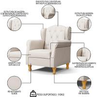 Poltrona De Amamentação Com Pés De Madeira Lucy P04 Suede Bege - Mpozenato - 3