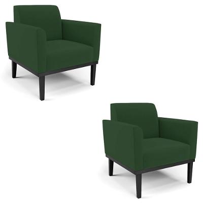 Kit 2 Poltronas Maressa Para Sala Veludo Verde Base Madeira Ibiza