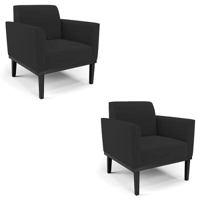Kit 2 Poltronas Maressa Para Sala Veludo Preto Base Madeira Preto Ibiza