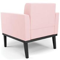 Poltrona Base Madeira Preto Kit 2 Ana Suede Rosa Bebê - Ibiza - 7