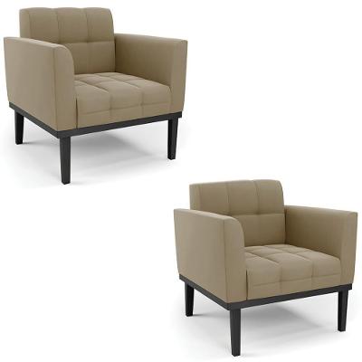 Kit 2 Poltronas Ana Suede Marrom Base Madeira Preto Ibiza