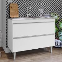 Balcão De Cozinha Com Pia Inox 100cm Julia M24 Branco - Mpozenato - 2