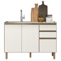 Balcão De Cozinha Com Pia Inox 120cm Maly N03 Carvalho-off White - Mpozenato - 1