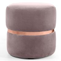 Puff Decorativo Com Cinto Rosê Round C-305 Veludo Rosê - Domi - 1