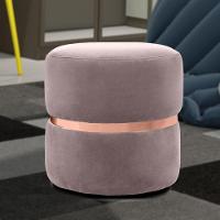 Puff Decorativo Com Cinto Rosê Round C-305 Veludo Rosê - Domi - 2