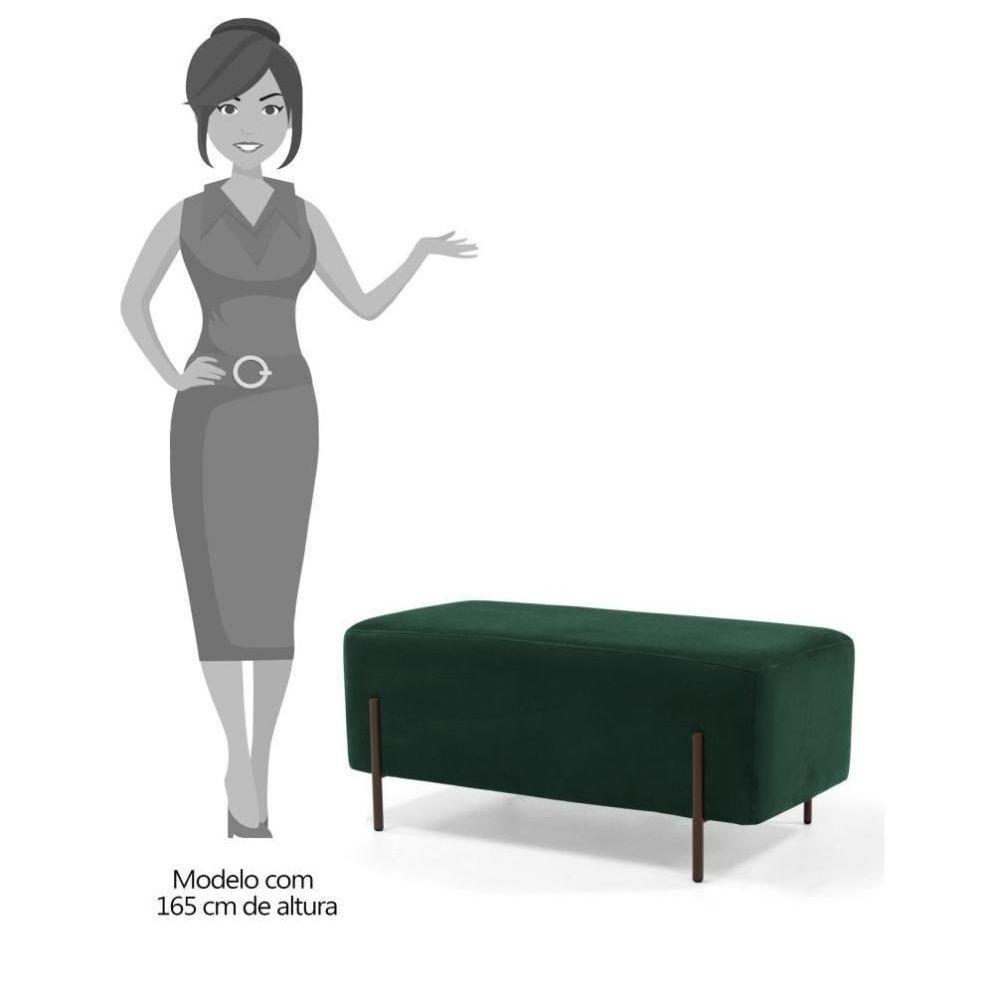 Puff Decorativo 90cm Base Aço Status C-303 Veludo Verde Musgo - Domi - 4