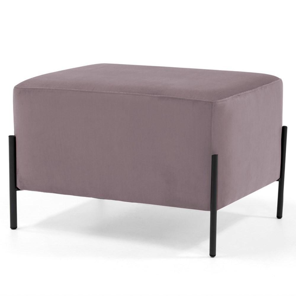 Puff Decorativo 60cm Base Aço Status C-305 Veludo Rosê - Domi - 1