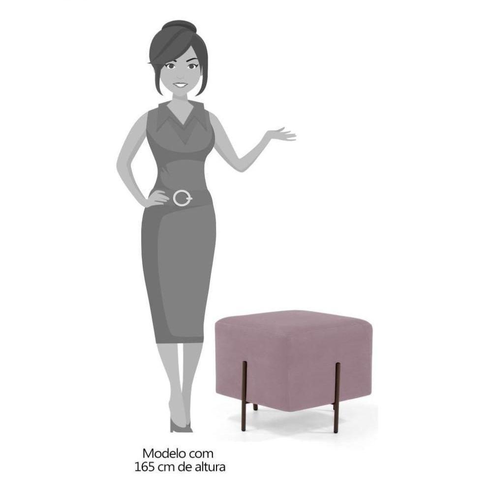 Puff Decorativo 45cm Base Aço Status C-305 Veludo Rosê - Domi - 4