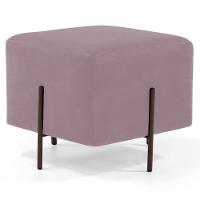 Puff Decorativo 45cm Base Aço Status C-305 Veludo Rosê - Domi - 1