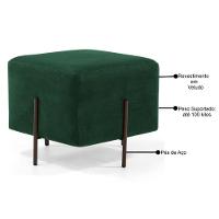Puff Decorativo 45cm Base Aço Status C-303 Veludo Verde Musgo - Domi - 2