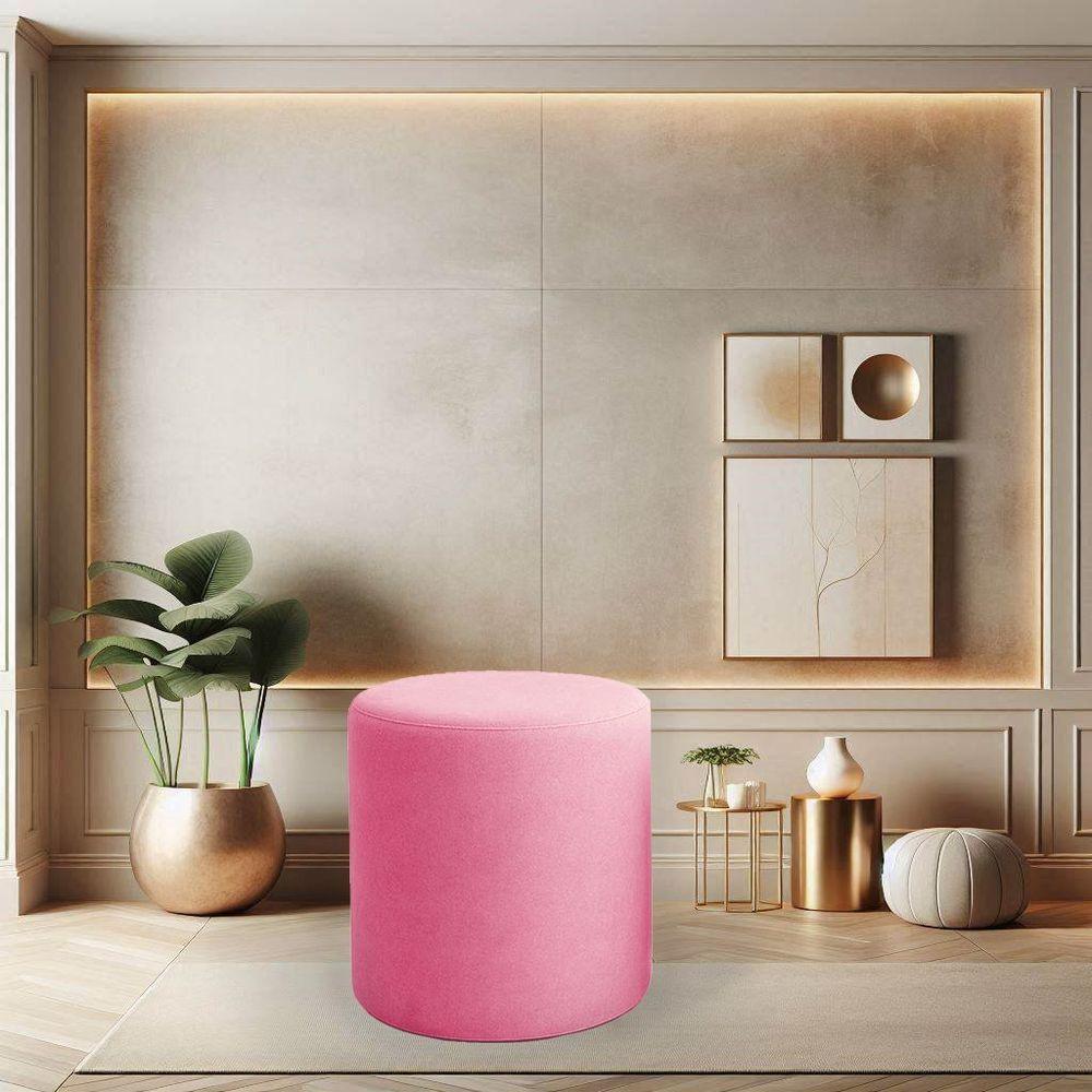Puff Beca Cilindro Suede Live - 7 Decor Rosa - 2