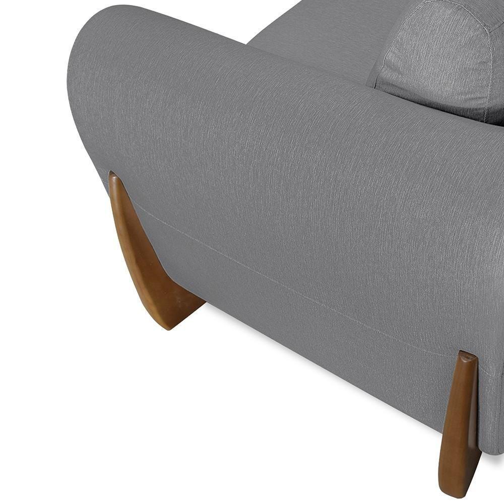 Poltrona Para Sala Base De Madeira Kit 2 Izzy S06 Linho Cinza - Mpozenato - 10