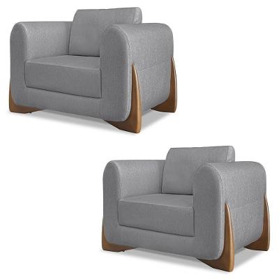 Poltrona Para Sala Kit 2 Izzy S06 Linho Cinza Mpozenato