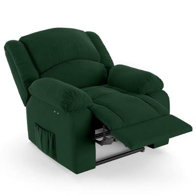 Poltrona Do Papai Reclinável Pietra Power Touch Massagem Fh9 Veludo Verde - Mpozenato