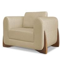 Poltrona Para Sala Base De Madeira Izzy S06 Linho Dourado - Mpozenato - 1