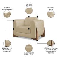 Poltrona Para Sala Base De Madeira Izzy S06 Linho Dourado - Mpozenato - 3