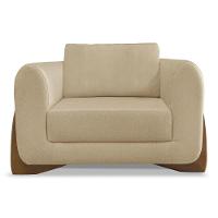 Poltrona Para Sala Base De Madeira Izzy S06 Linho Dourado - Mpozenato - 5