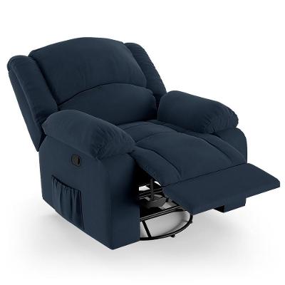 Poltrona Do Papai Reclinável Pietra Glider Giratória Massagem Fh9 Veludo Azul - Mpozenato