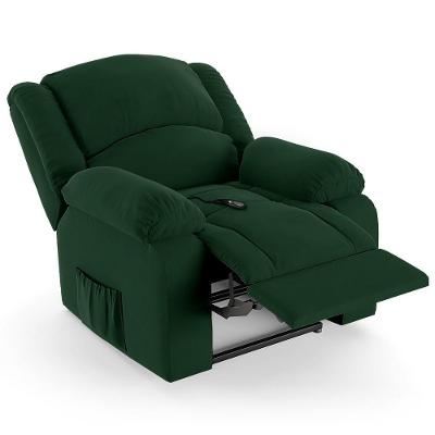 Poltrona Do Papai Reclinável Pietra Controle Power Elétrico Usb Fh9 Veludo Verde - Mpozenato