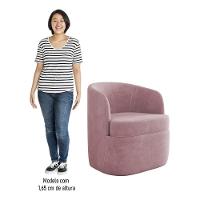 Poltrona Giratória Decorativa Para Sala Dandara K04 Veludo Rosê - Mpozenato - 5
