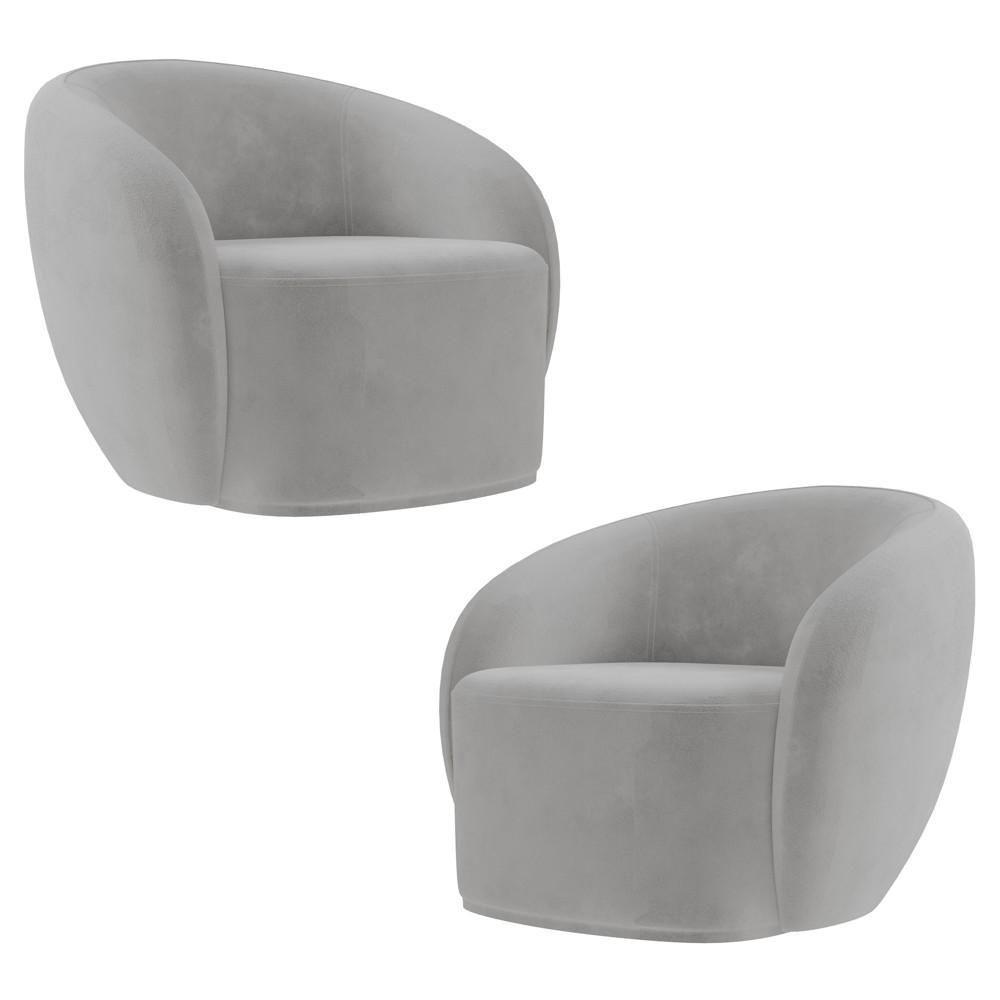 Poltrona Para Sala De Estar Orgânica Kit Com 2 Garbin K04 Veludo Cinza - Mpozenato - 1