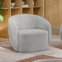 Poltrona Para Sala De Estar Orgânica Kit Com 2 Garbin K04 Veludo Cinza - Mpozenato - 2