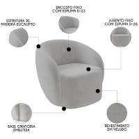 Poltrona Para Sala De Estar Orgânica Kit Com 2 Garbin K04 Veludo Cinza - Mpozenato - 8