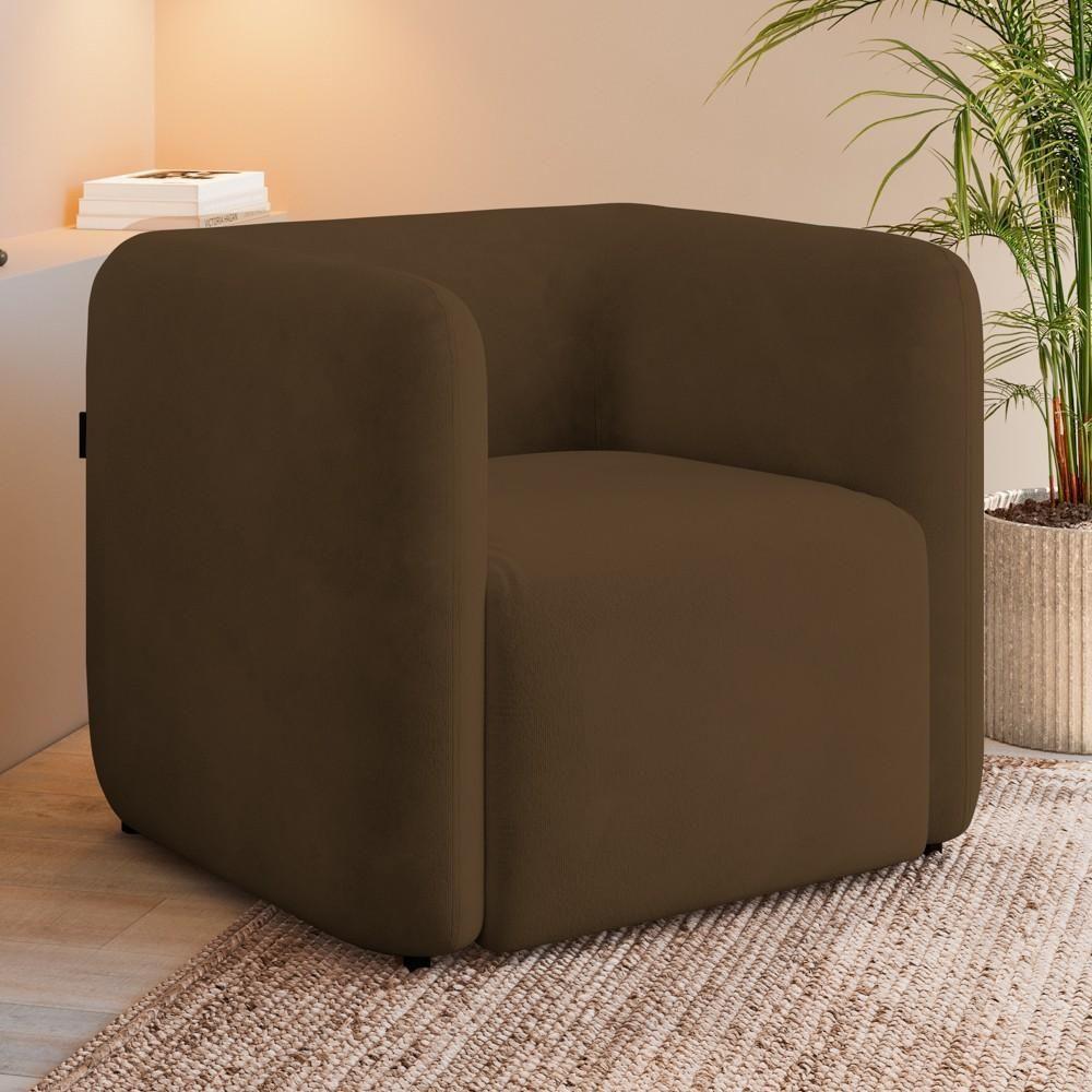 Poltrona Para Sala De Estar Decorativa Kit Com 2 Maggie K04 Veludo Marrom - Mpozenato - 2